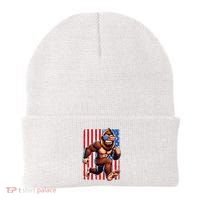 Usa Flag Bigfoot Running 4th Of July Beanie thumb 0