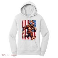 Usa Flag Bigfoot Running 4th Of July Women's Hoodie thumb 0