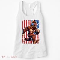 Usa Flag Bigfoot Running 4th Of July Women's Tank Top thumb 0