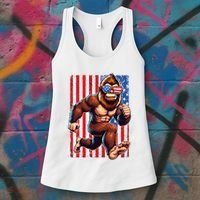Usa Flag Bigfoot Running 4th Of July Women's Tank Top thumb 3
