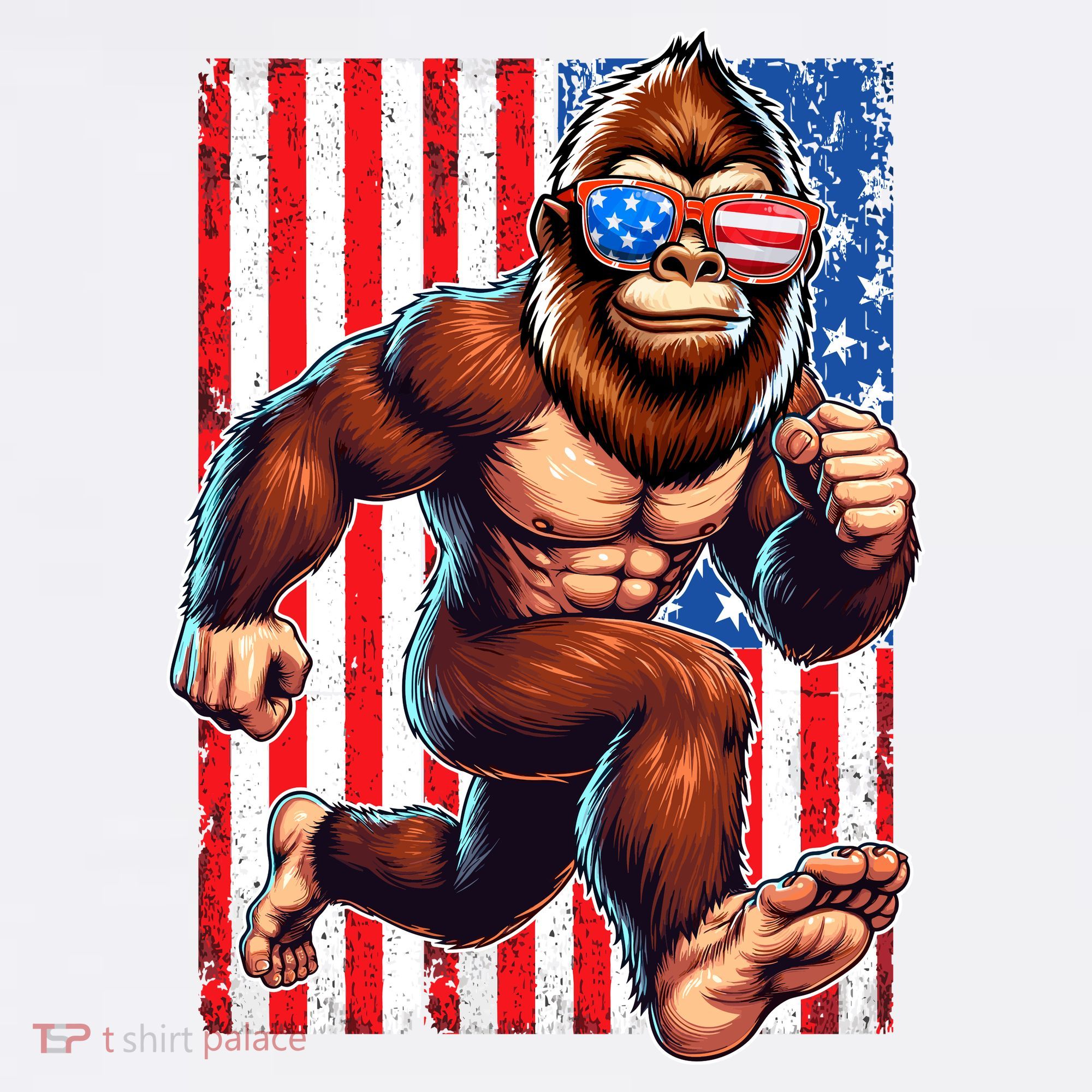 Usa Flag Bigfoot Running 4th Of July Women's Tank Top