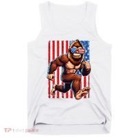 Usa Flag Bigfoot Running 4th Of July Tank Top thumb 0