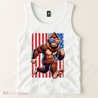 Usa Flag Bigfoot Running 4th Of July Tank Top thumb 2