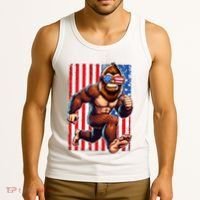 Usa Flag Bigfoot Running 4th Of July Tank Top thumb 3