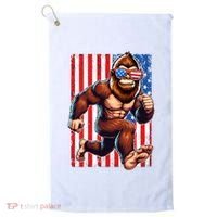 Usa Flag Bigfoot Running 4th Of July Golf Towel thumb 0