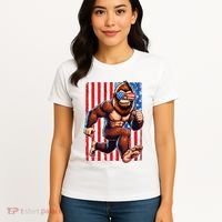 Usa Flag Bigfoot Running 4th Of July Women's T-Shirt thumb 4