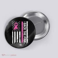 US Flag Back The Pink Ribbon Breast Cancer Awareness Button thumb 0