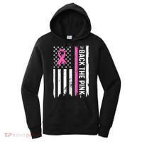 US Flag Back The Pink Ribbon Breast Cancer Awareness Women's Hoodie thumb 0