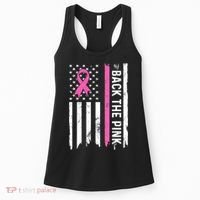 US Flag Back The Pink Ribbon Breast Cancer Awareness Women's Tank Top thumb 0