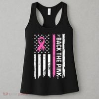 US Flag Back The Pink Ribbon Breast Cancer Awareness Women's Tank Top thumb 3