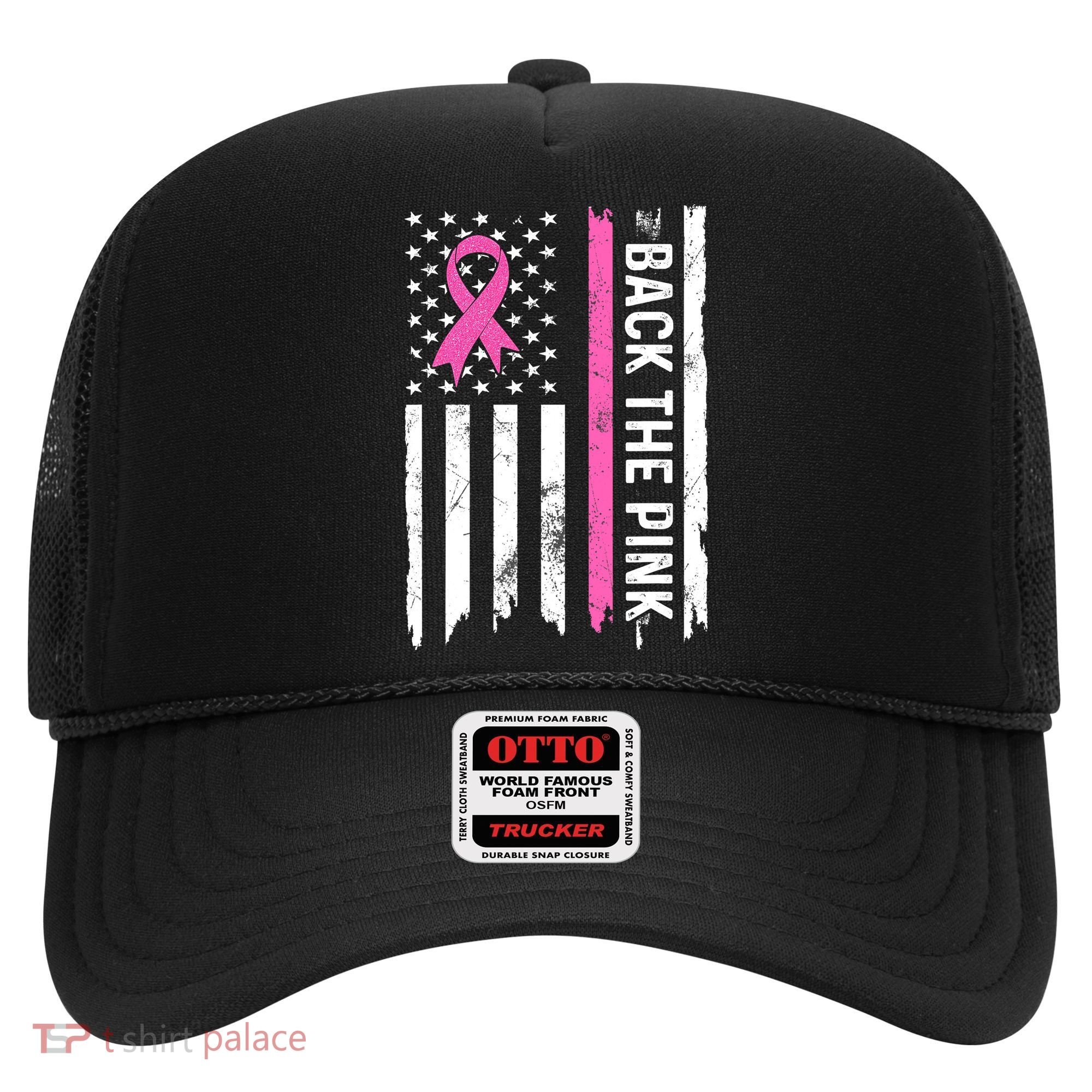 US Flag Back The Pink Ribbon Breast Cancer Awareness Hat