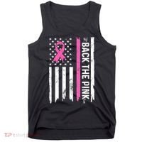 US Flag Back The Pink Ribbon Breast Cancer Awareness Tank Top thumb 0