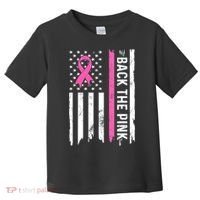 US Flag Back The Pink Ribbon Breast Cancer Awareness Toddler T-Shirt thumb 0
