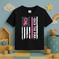 US Flag Back The Pink Ribbon Breast Cancer Awareness Toddler T-Shirt thumb 3