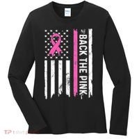 US Flag Back The Pink Ribbon Breast Cancer Awareness Women's Long Sleeve Shirt thumb 0