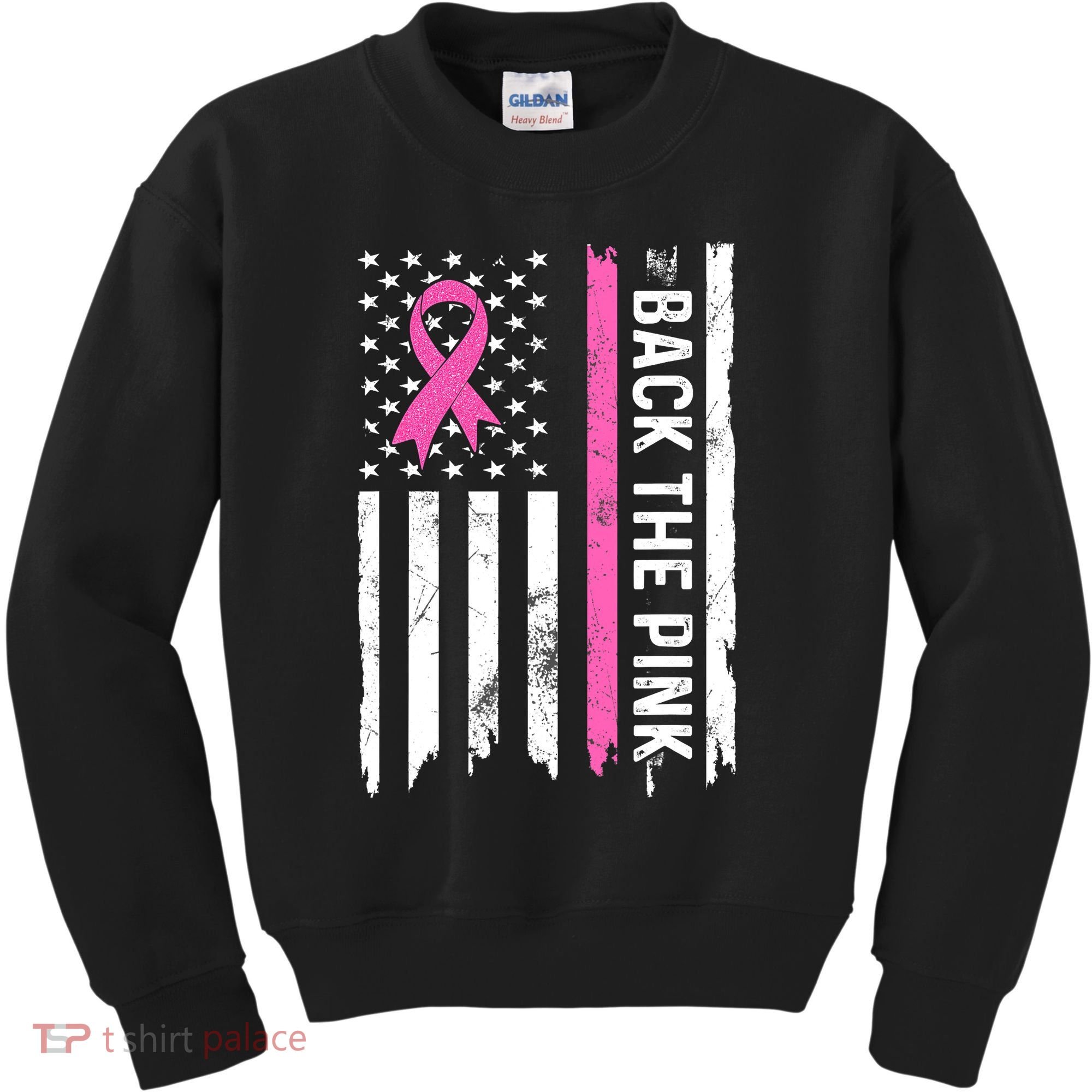 US Flag Back The Pink Ribbon Breast Cancer Awareness Kids Sweatshirt