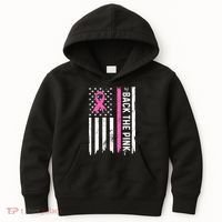 US Flag Back The Pink Ribbon Breast Cancer Awareness Kids Hoodie thumb 0