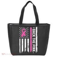 US Flag Back The Pink Ribbon Breast Cancer Awareness Tote Bag thumb 0