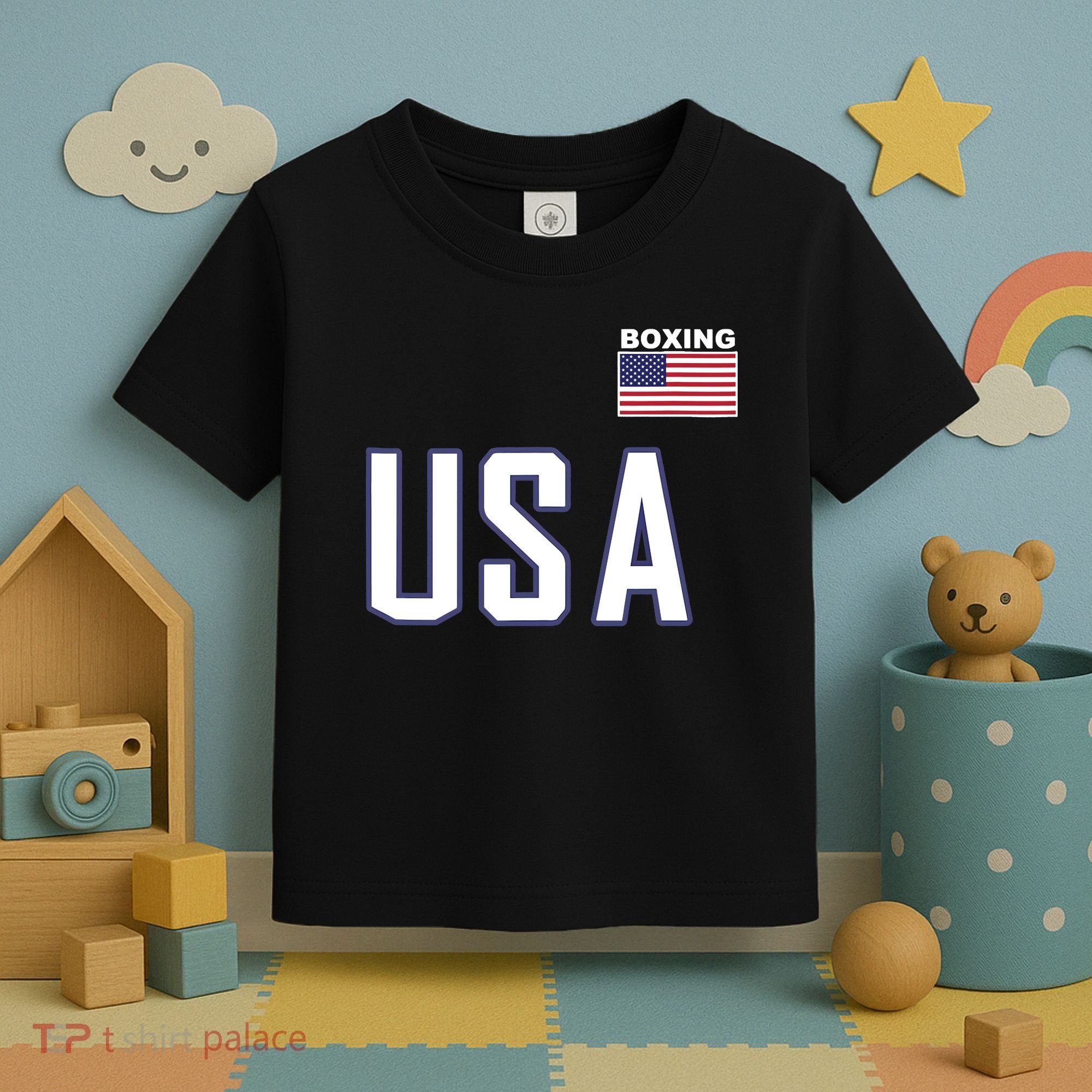 USA Flag Boxing Cool Boxer Training Equipment Toddler T-Shirt
