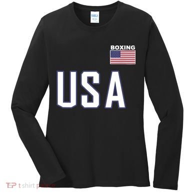 USA Flag Boxing Cool Boxer Training Equipment Women's Long Sleeve Shirt