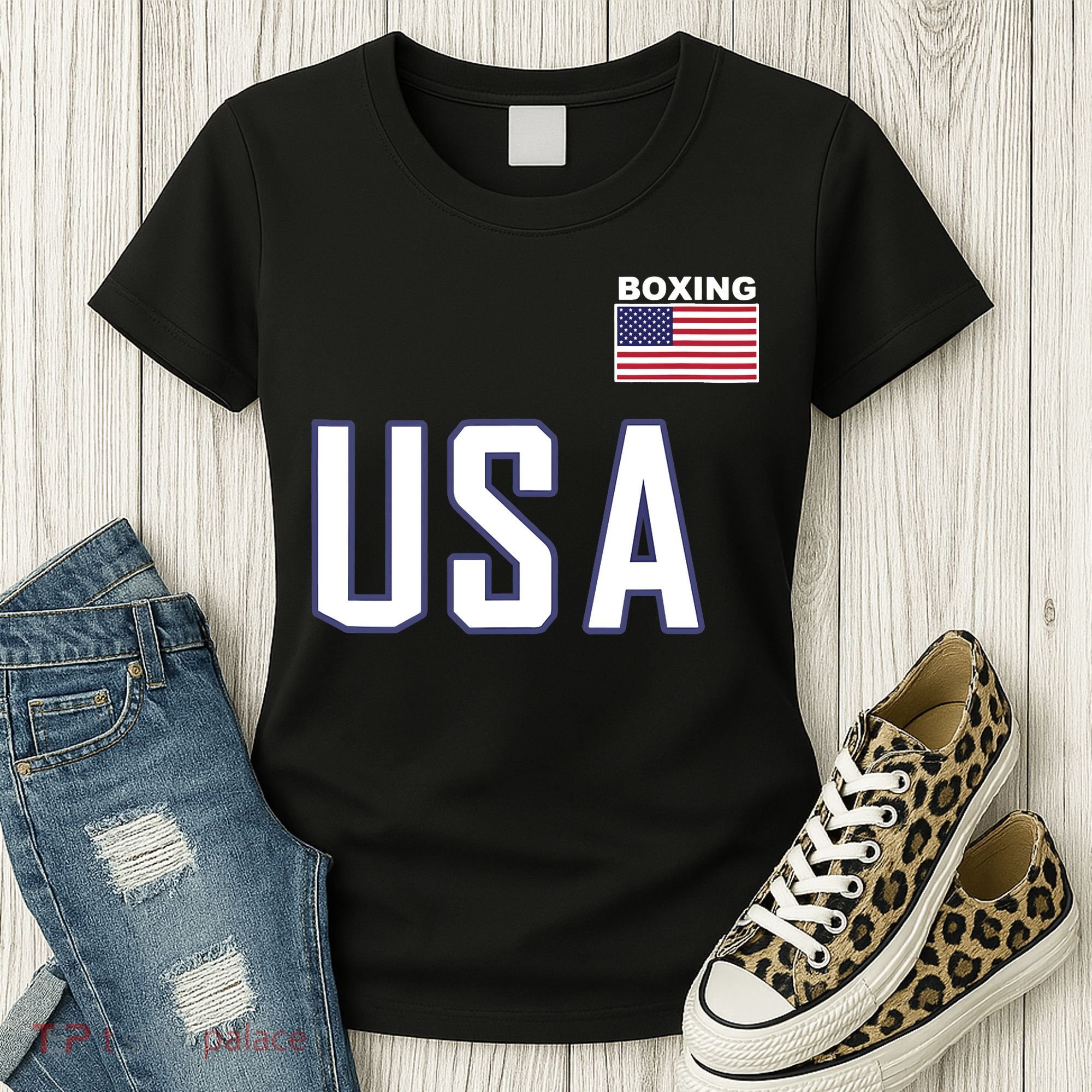 USA Flag Boxing Cool Boxer Training Equipment Women's T-Shirt