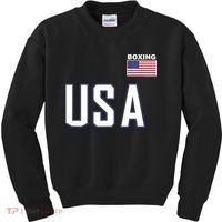 USA Flag Boxing Cool Boxer Training Equipment Kids Sweatshirt thumb 0