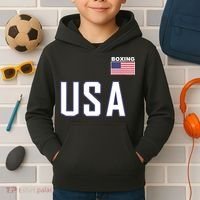 USA Flag Boxing Cool Boxer Training Equipment Kids Hoodie thumb 2