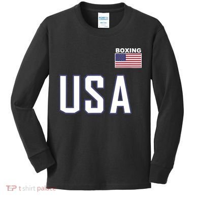 USA Flag Boxing Cool Boxer Training Equipment Kids Long Sleeve Shirt