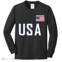 USA Flag Boxing Cool Boxer Training Equipment Kids Long Sleeve Shirt thumb 0