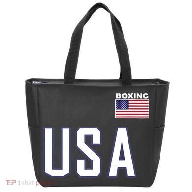 USA Flag Boxing Cool Boxer Training Equipment Tote Bag