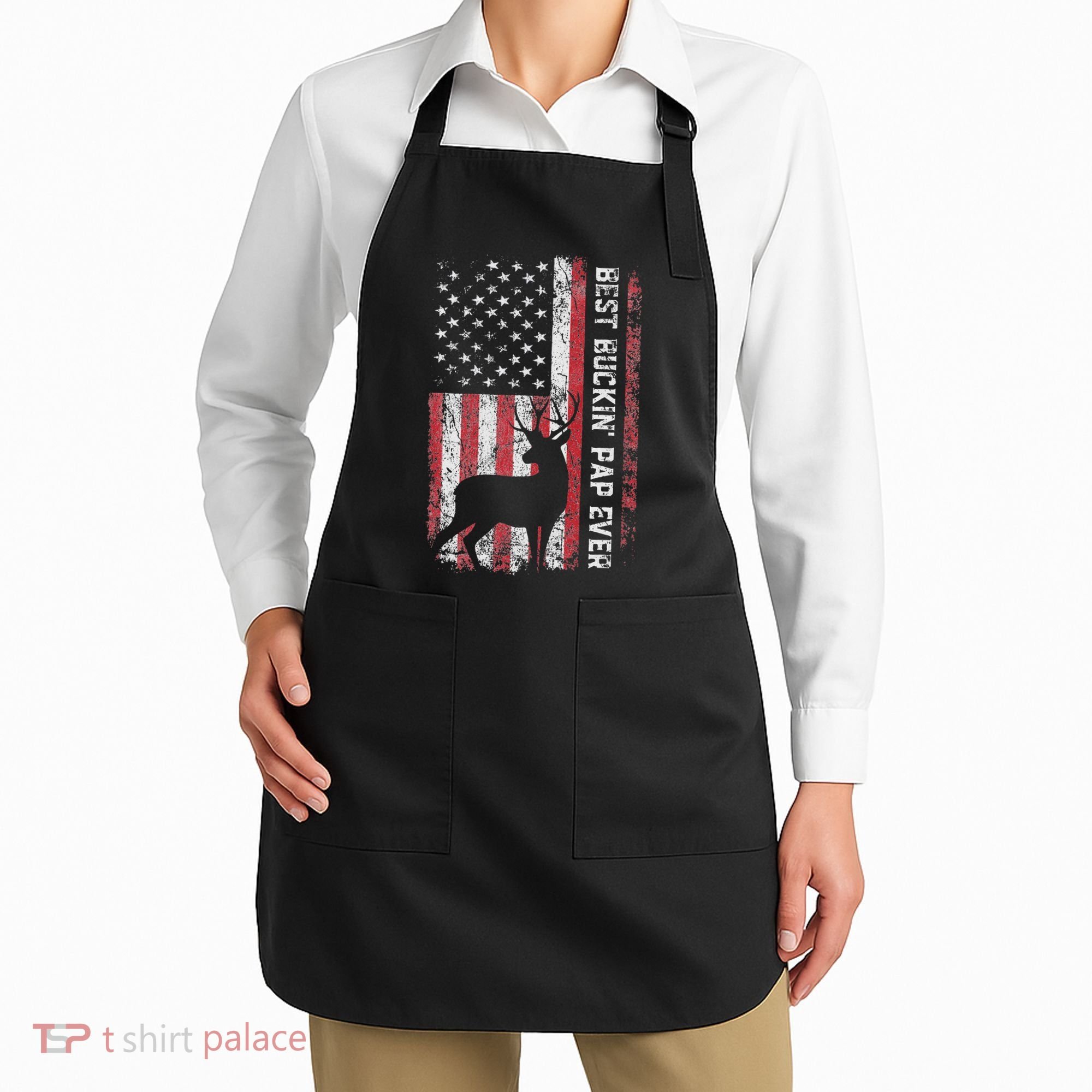 Usa Flag Best Buckin Pap Ever Deer Hunting FatherS Day Apron