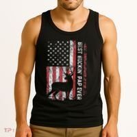 Usa Flag Best Buckin Pap Ever Deer Hunting FatherS Day Tank Top thumb 3