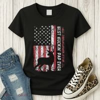 Usa Flag Best Buckin Pap Ever Deer Hunting FatherS Day Women's T-Shirt thumb 3