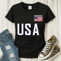USA Flag Boxing Cool Boxer Training Equipment Men Women Women's T-Shirt thumb 3