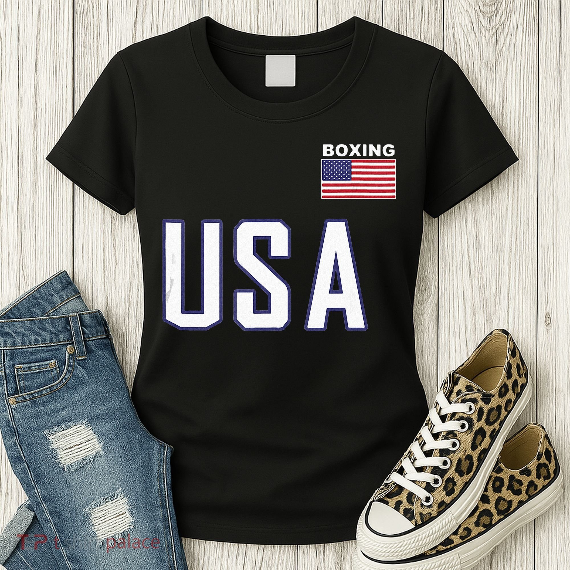 USA Flag Boxing Cool Boxer Training Equipment Men Women Women's T-Shirt