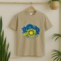 Ukrainian Flag Colors Sunflowers Stand With Ukraine T-Shirt thumb 2