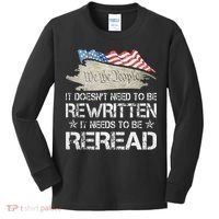 US Flag Constitution of the USA Needs To Be Reread Kids Long Sleeve Shirt thumb 0