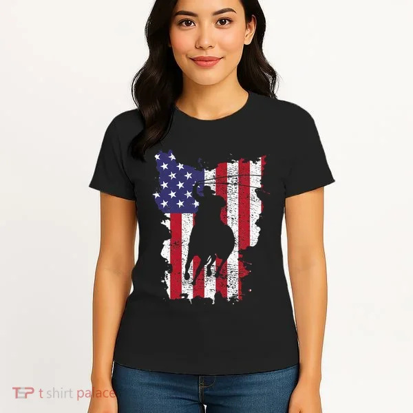 Usa Flag Cowboy Roping Women's T-Shirt
