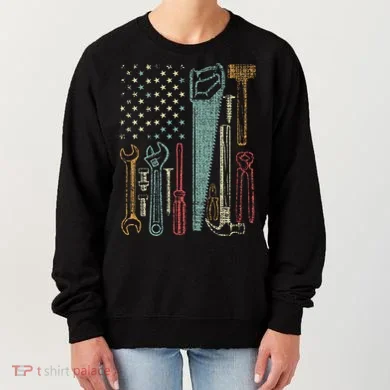 Usa Flag Carpenter And Builder Tools Women's Sweatshirt