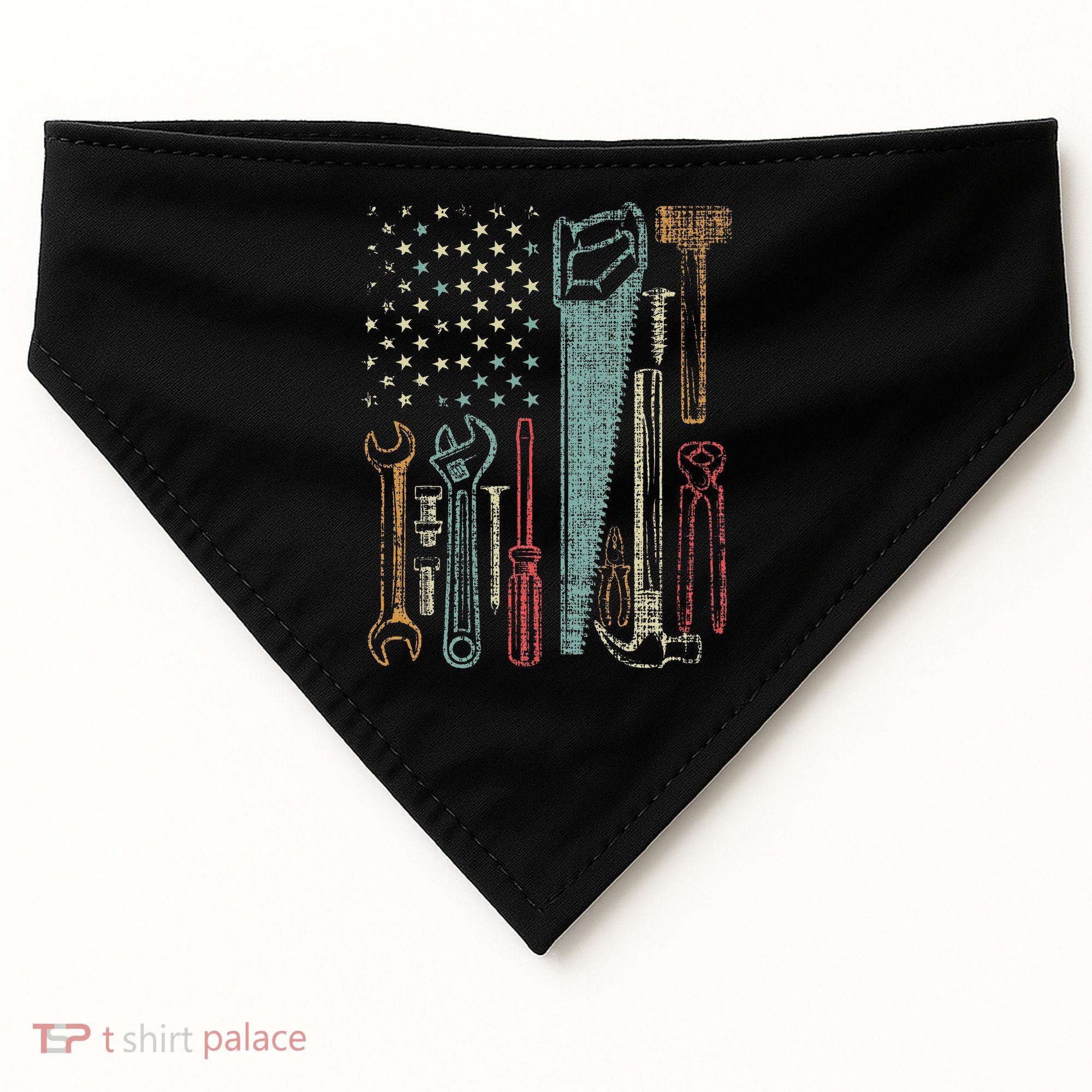 Usa Flag Carpenter And Builder Tools USA-Made Doggie Bandana