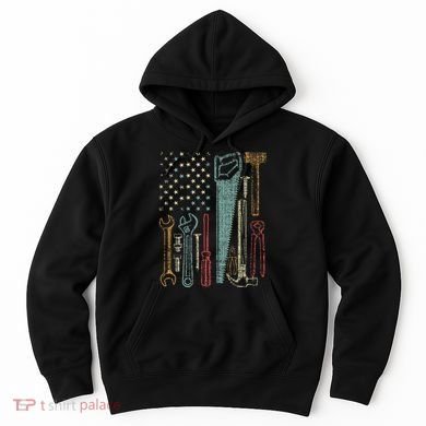 Usa Flag Carpenter And Builder Tools Hoodie