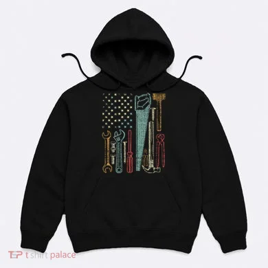 Usa Flag Carpenter And Builder Tools Hoodie