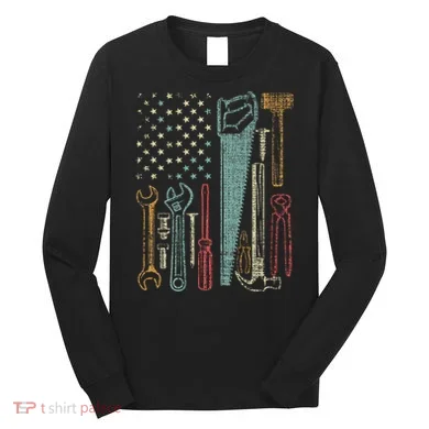 Usa Flag Carpenter And Builder Tools Long Sleeve Shirt
