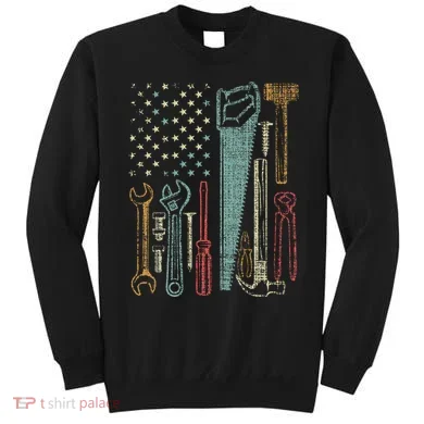 Usa Flag Carpenter And Builder Tools Sweatshirt