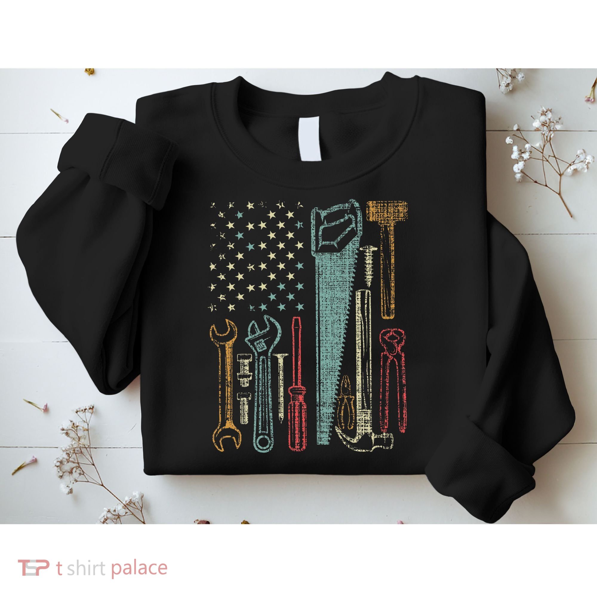 Usa Flag Carpenter And Builder Tools Sweatshirt