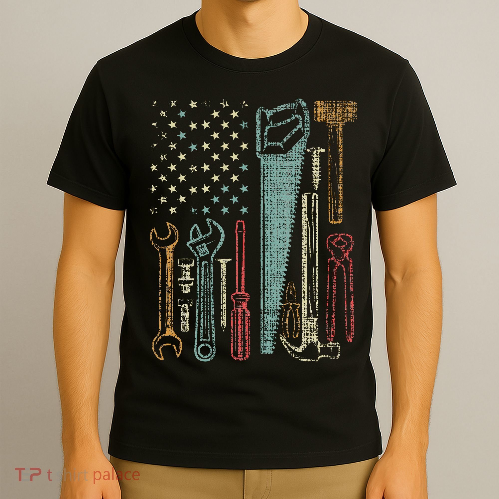 Usa Flag Carpenter And Builder Tools T-Shirt