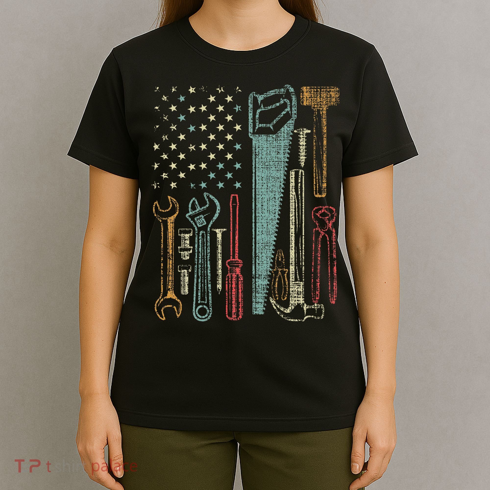 Usa Flag Carpenter And Builder Tools T-Shirt