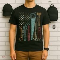 Usa Flag Carpenter And Builder Tools T-Shirt thumb 6