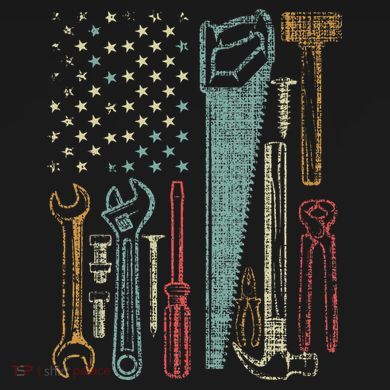 Usa Flag Carpenter And Builder Tools T-Shirt