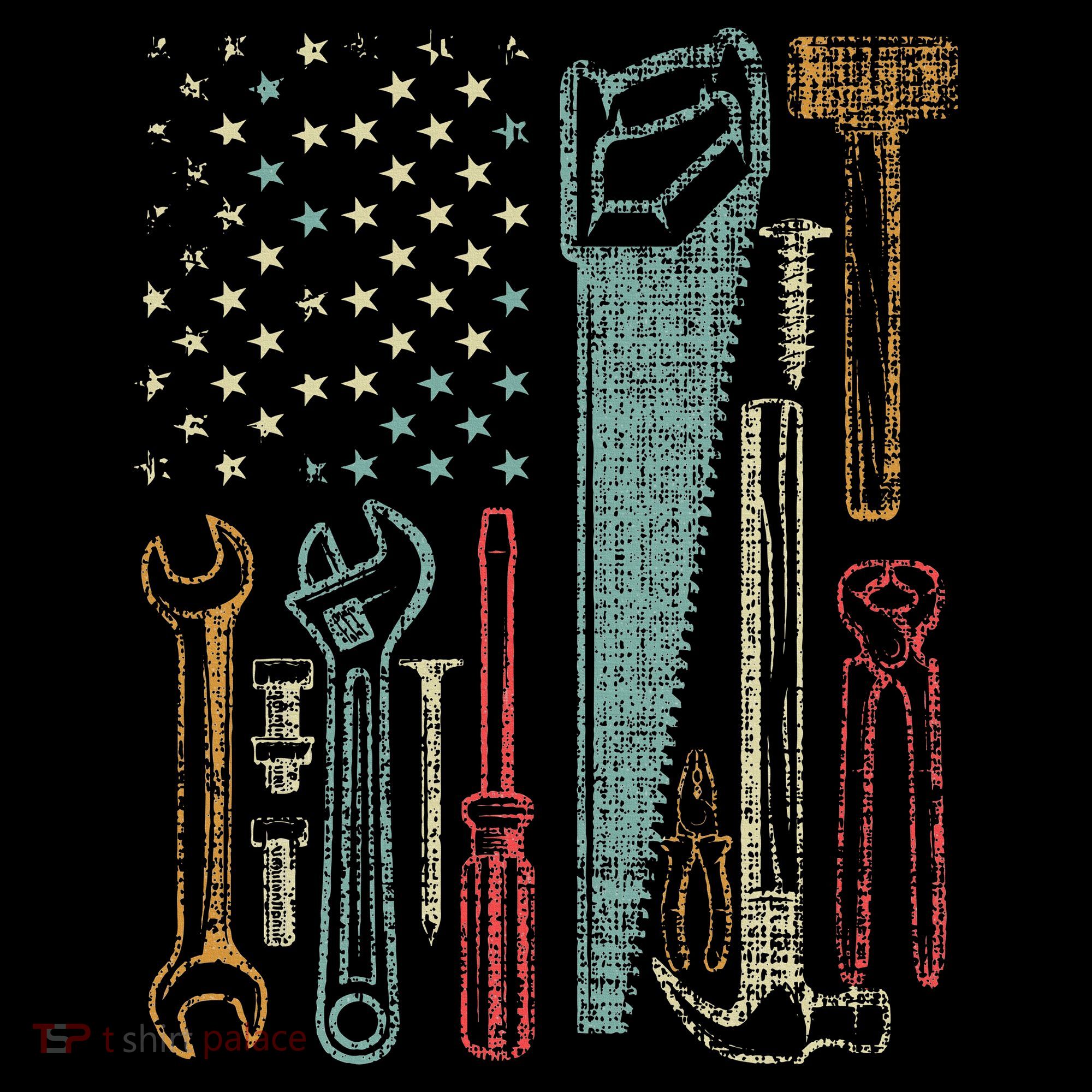 Usa Flag Carpenter And Builder Tools T-Shirt